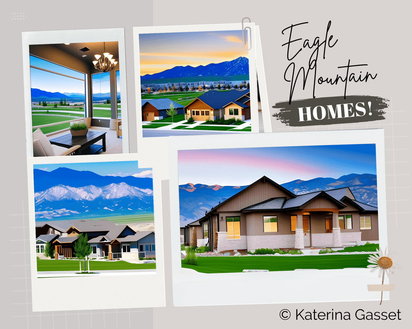 Image of several Eagle Mountain homes for sale in Utah with views of Wasatch mountains